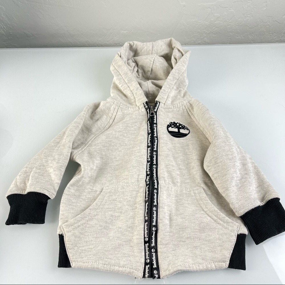 Timberland Sweat Pants Set Jacket Hoodie‎ Cream Black 2 PC